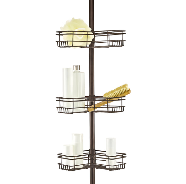 Utopia Alley PC6XX Tension Pole Shower Caddy Corner Organizer, Adjustable Standing Shower Caddy with 4 Removable Baskets, Rust Resistant Bathroom Tension Rod Organizer, 60 to 97 Inch