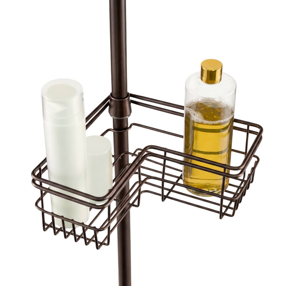 Utopia Alley PC6XX Tension Pole Shower Caddy Corner Organizer, Adjustable Standing Shower Caddy with 4 Removable Baskets, Rust Resistant Bathroom Tension Rod Organizer, 60 to 97 Inch