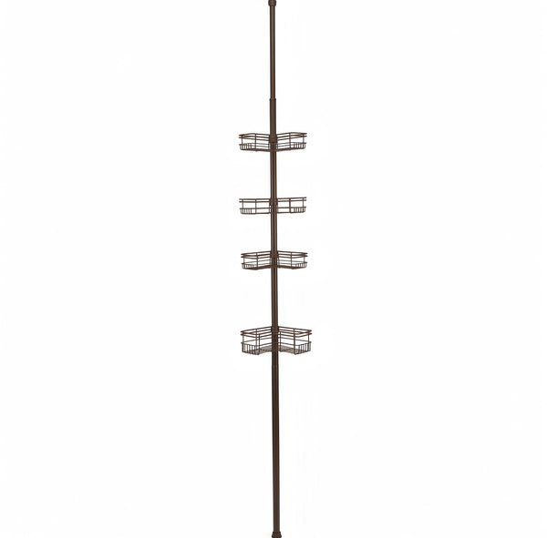Utopia Alley PC6XX Tension Pole Shower Caddy Corner Organizer, Adjustable Standing Shower Caddy with 4 Removable Baskets, Rust Resistant Bathroom Tension Rod Organizer, 60 to 97 Inch