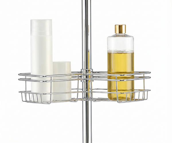 Utopia Alley PC6XX Tension Pole Shower Caddy Corner Organizer, Adjustable Standing Shower Caddy with 4 Removable Baskets, Rust Resistant Bathroom Tension Rod Organizer, 60 to 97 Inch