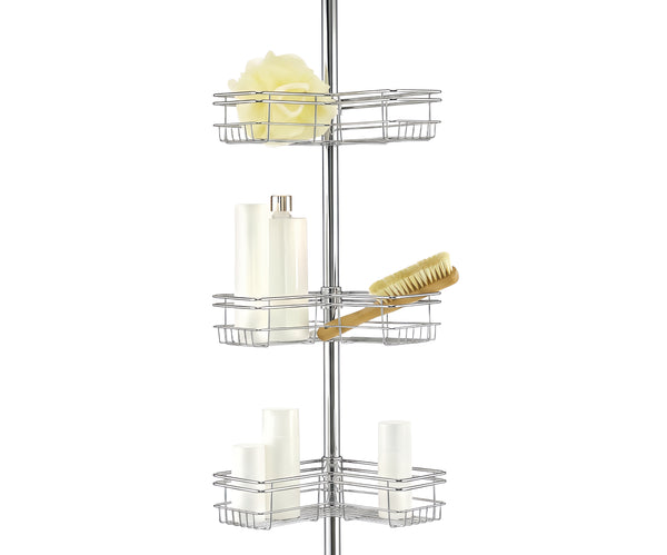 Utopia Alley PC6XX Tension Pole Shower Caddy Corner Organizer, Adjustable Standing Shower Caddy with 4 Removable Baskets, Rust Resistant Bathroom Tension Rod Organizer, 60 to 97 Inch