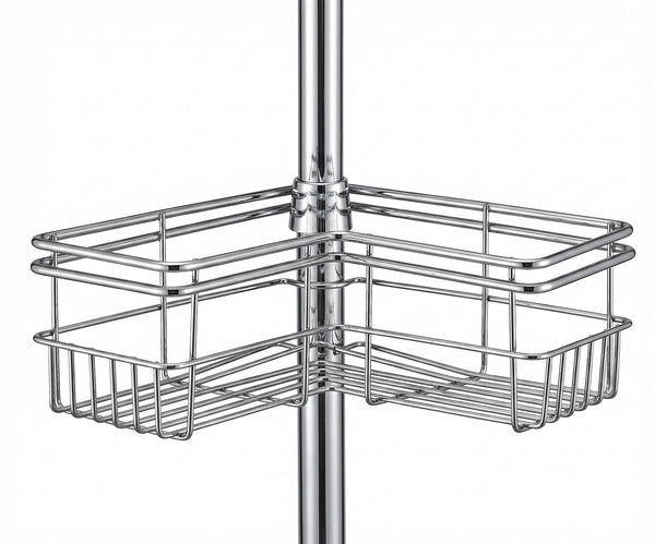 Utopia Alley PC6XX Tension Pole Shower Caddy Corner Organizer, Adjustable Standing Shower Caddy with 4 Removable Baskets, Rust Resistant Bathroom Tension Rod Organizer, 60 to 97 Inch