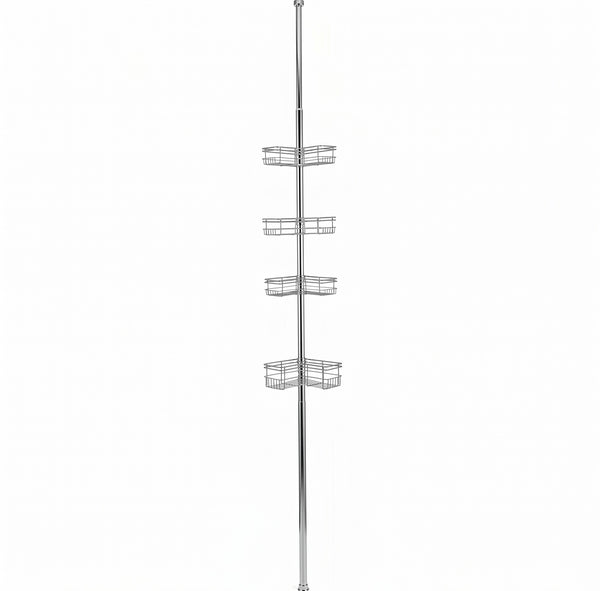 Utopia Alley PC6XX Tension Pole Shower Caddy Corner Organizer, Adjustable Standing Shower Caddy with 4 Removable Baskets, Rust Resistant Bathroom Tension Rod Organizer, 60 to 97 Inch