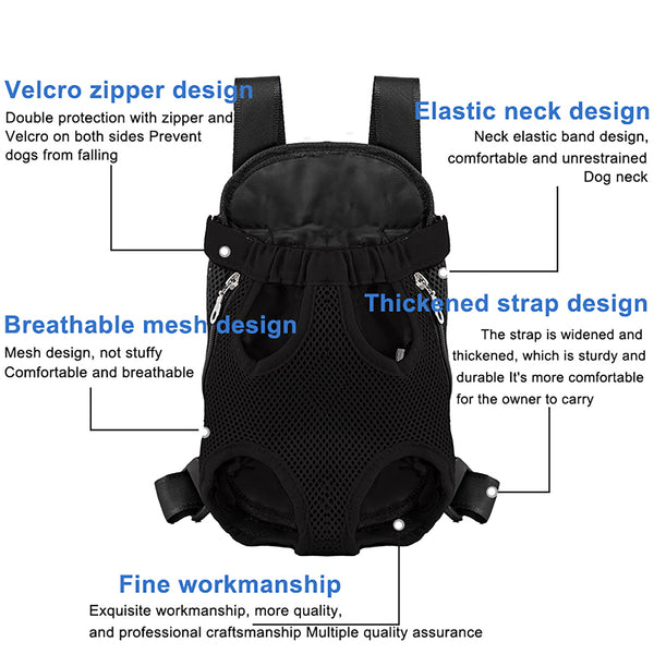 Utopia Alley Pet Carrier Backpack, Legs Out Pet Traveling Backpack, Easy-Fit, Adjustable Front Cat Dog Carrier Backpack, Small Medium Dogs Cats Puppies Chest Carrier for Hiking Camping Outdoor, Black