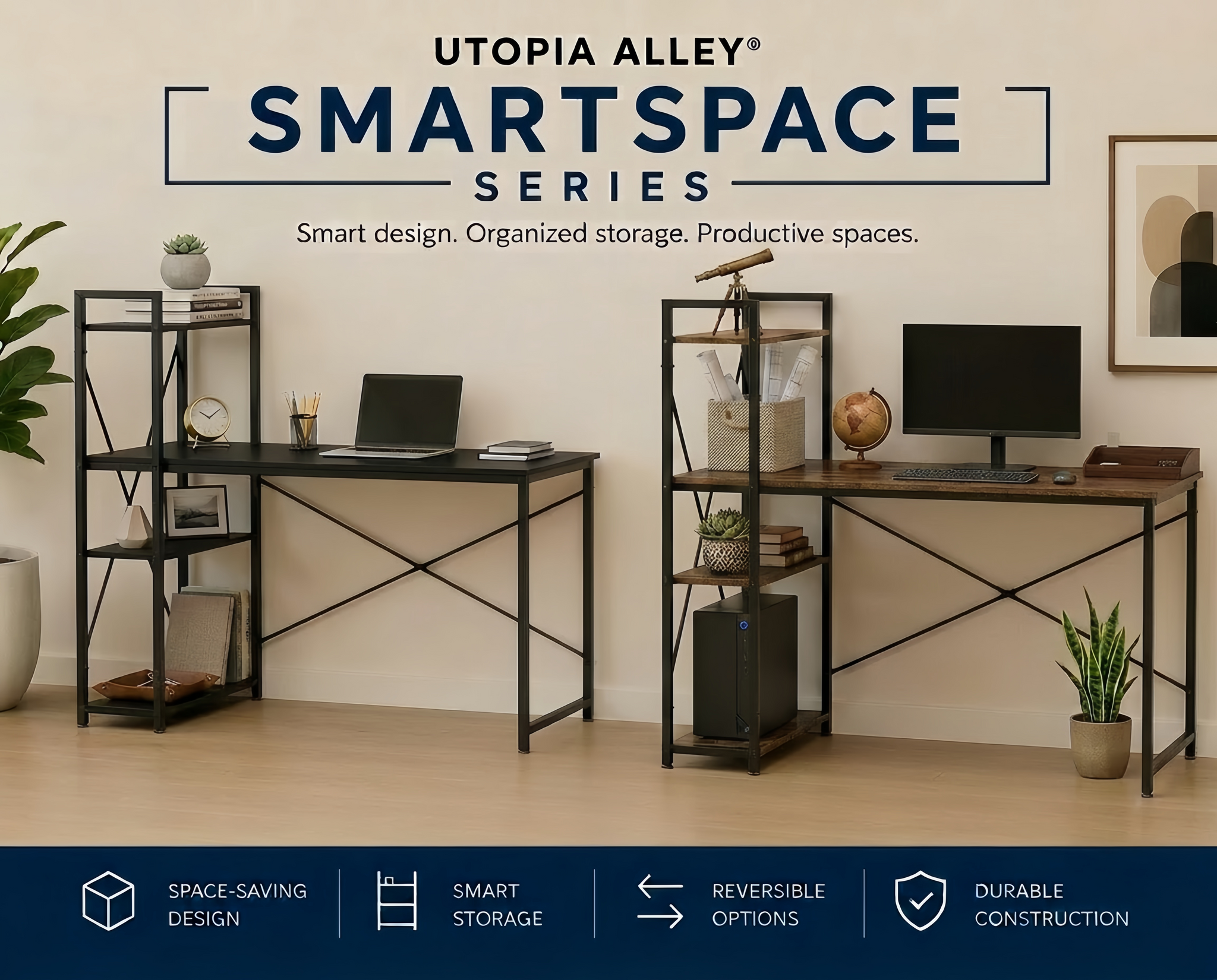 Utopia Alley SH73/74XX SmartSpace Series Computer Desk with Storage Sh