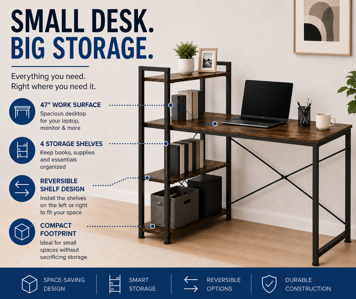 Utopia Alley SH73/74XX SmartSpace Series Computer Desk with Storage Sh