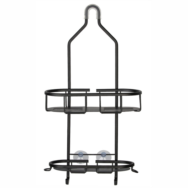 Utopia Alley SHC13BK Rustproof Aluminum Shower Caddy for Shower Heads - Hanging Shower Caddy Organizer with 2 Shelves, Overhead Shower Caddy for Bathroom & Home, Includes Shower Hooks and Shower Liner - Matte Black Finish