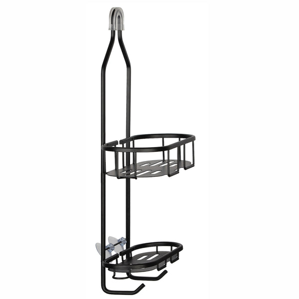 Utopia Alley SHC13BK Rustproof Aluminum Shower Caddy for Shower Heads - Hanging Shower Caddy Organizer with 2 Shelves, Overhead Shower Caddy for Bathroom & Home, Includes Shower Hooks and Shower Liner - Matte Black Finish