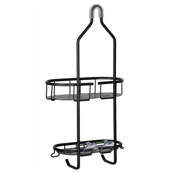 Utopia Alley SHC13BK Rustproof Aluminum Shower Caddy for Shower Heads - Hanging Shower Caddy Organizer with 2 Shelves, Overhead Shower Caddy for Bathroom & Home, Includes Shower Hooks and Shower Liner - Matte Black Finish
