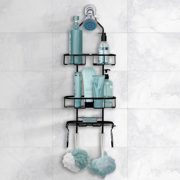 Utopia Alley SHC14BK Rustproof Aluminum Shower Caddy for Shower Heads - Hanging Shower Caddy Organizer with 3 Shelves for Bathroom & Home, Includes shower hooks and shower liner - Matte Black Finish