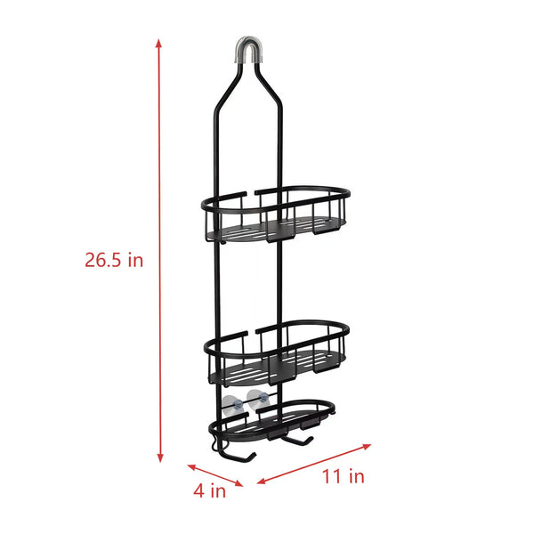 Utopia Alley SHC14BK Rustproof Aluminum Shower Caddy for Shower Heads - Hanging Shower Caddy Organizer with 3 Shelves for Bathroom & Home, Includes shower hooks and shower liner - Matte Black Finish