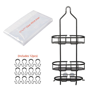 Utopia Alley SHC14BK Rustproof Aluminum Shower Caddy for Shower Heads - Hanging Shower Caddy Organizer with 3 Shelves for Bathroom & Home, Includes shower hooks and shower liner - Matte Black Finish