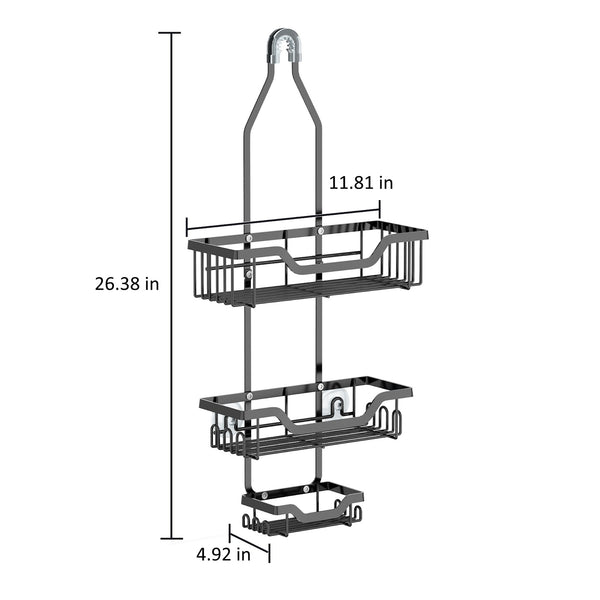 Utopia Alley SHC7BK KD Rust-Resistant Steel Shower Caddy for Shower Heads - Hanging Shower Caddy Organizer with 3 Shelves, Overhead Shower Caddy for Bathroom & Home, Black