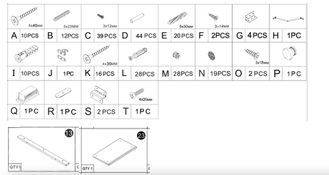 all screw parts A through T, board #13 1pc + board #23 1pc - SH4WW