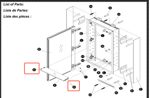 H shelf clip parts for MC2AL