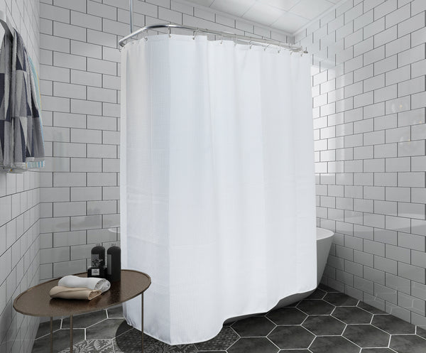 Utopia Alley BL3WW1 Waffle Weave Clawfoot Tub Shower Curtain 180 x 70 Inch Wrap Around - Heavyweight Fabric, Washable, Water Repellent, with 36 Hooks Set, 180x70, White