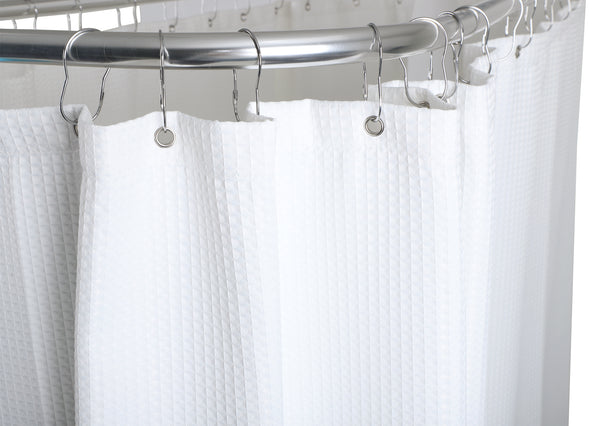 Utopia Alley BL3WW1 Waffle Weave Clawfoot Tub Shower Curtain 180 x 70 Inch Wrap Around - Heavyweight Fabric, Washable, Water Repellent, with 36 Hooks Set, 180x70, White