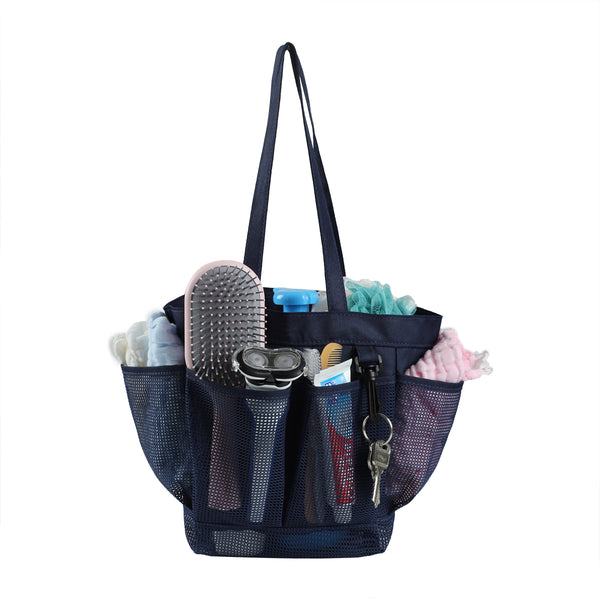 Utopia Alley CC2XX Mesh Portable Shower Caddy, Quick Dry Shower Tote Bag, Bathroom Organizer Bag, Gray/Blue Color. Perfect For Dorm, Gym, Bath with Handles.