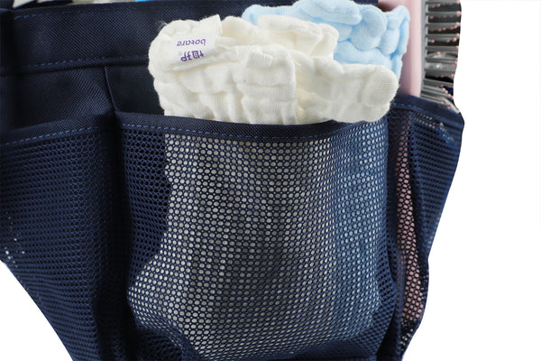 Utopia Alley CC2XX Mesh Portable Shower Caddy, Quick Dry Shower Tote Bag, Bathroom Organizer Bag, Gray/Blue Color. Perfect For Dorm, Gym, Bath with Handles.
