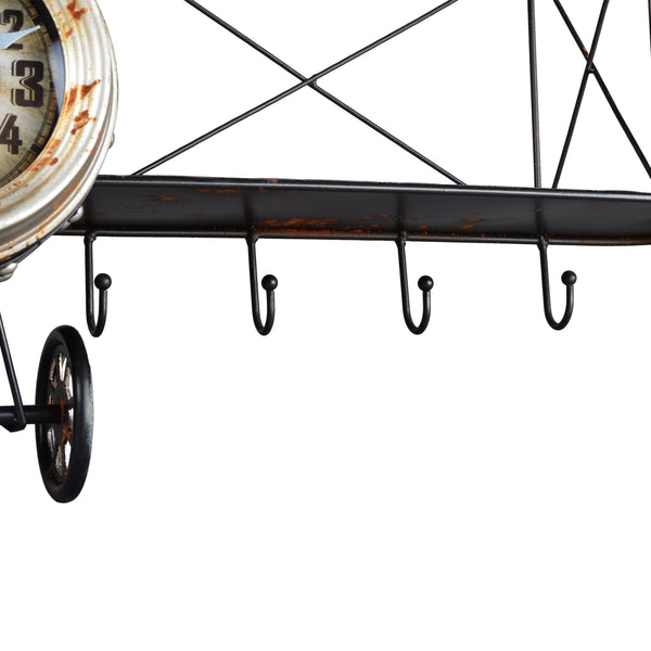 Utopia Alley Biplane Wall Clock, Distressed Black, Antiqued Finish