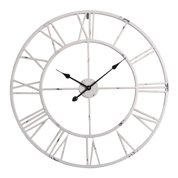 Utopia Alley CL0008WW104 Roman Round Clock, 30" Diameter, Distressed White
