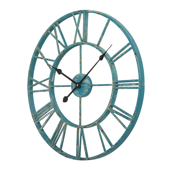 Utopia Alley CL9XX Roman Round Wall Clock, 24" Diameter, Bronze/Distressed white/Distressed light sea green/Gray/Navy blue/Gold Finish