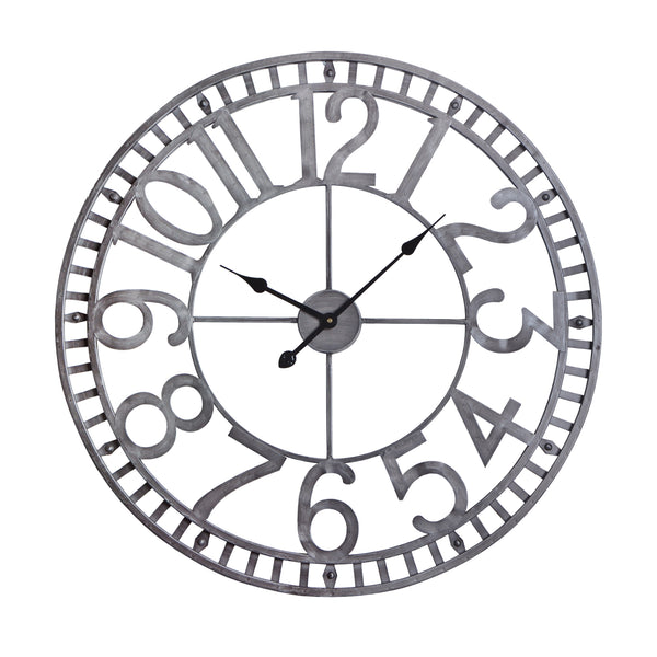 Utopia Alley CL0023PAGY014 Manhattan Industrial Wall Clock, 32" Diameter, Pewter