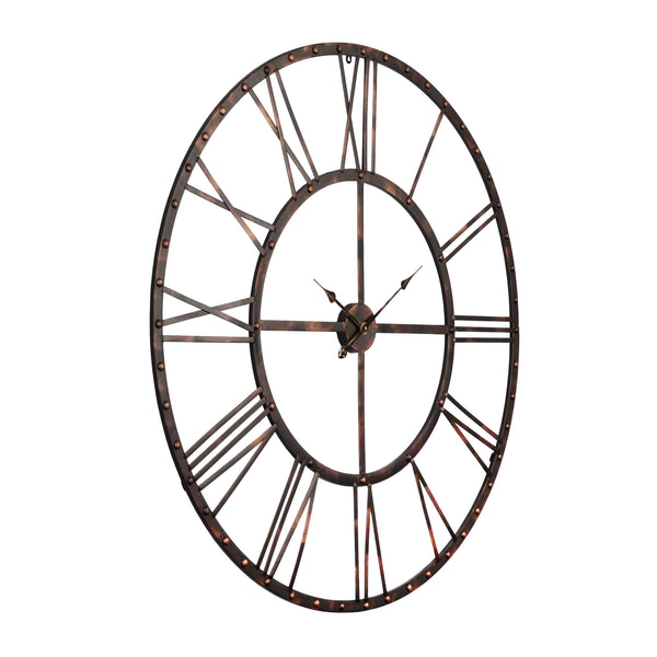Utopia Alley CL0025PABK012 Oversize Rivet Roman Industrial Wall Clock, 45" Diameter, Antique Bronze