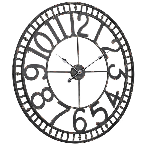 Utopia Alley CL56BK Manhattan Industrial Wall Clock, Analog, Black, 32" & 43.5"