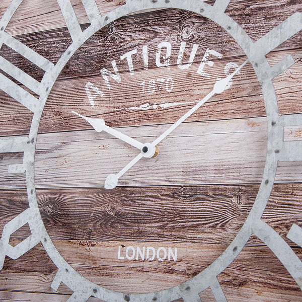 Oversize Roman Square Wall Clock, 24" Diameter Clock Face, Multi-Tone Wood Finish