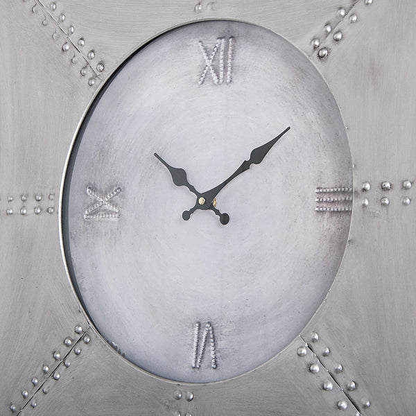 Utopia Alley CL29SV Oversize Roman Square Wall Clock, 24", Silver Rustic Finish