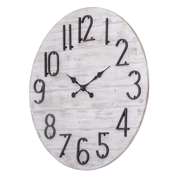 Utopia Alley CL32WD Oversize Round Wall Clock, 28" Diameter, Gray Wood Finish