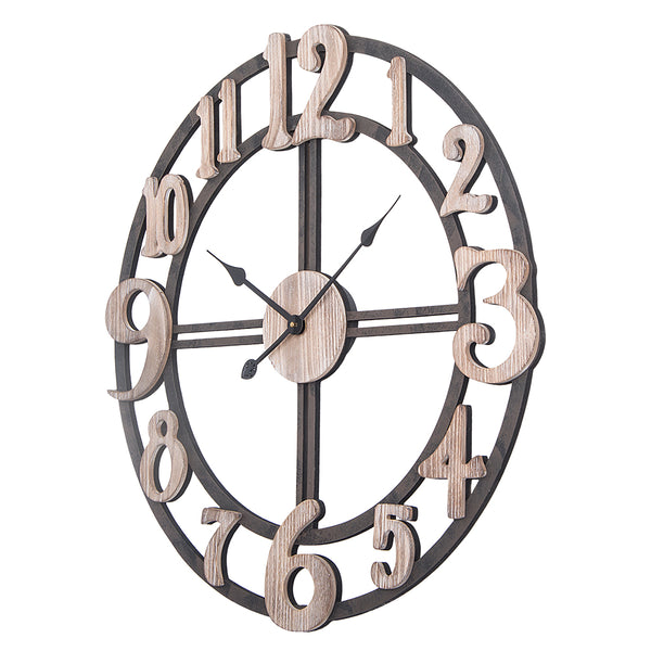 Utopia Alley CL34BK Oversize Roman Round Wall Clock, 28" Diameter, Multi-Tone Wood Finish