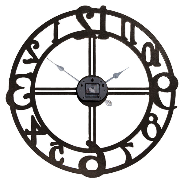 Utopia Alley CL34BK Oversize Roman Round Wall Clock, 28" Diameter, Multi-Tone Wood Finish