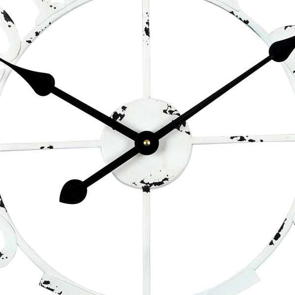 Utopia Alley CL39WW Manhattan Industrial Wall Clock, Analog, White, 24"