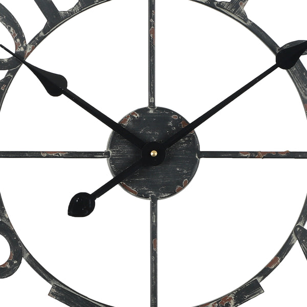 Utopia Alley CL41BK Manhattan Industrial Wall Clock, Analog, Black, 24"