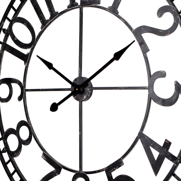 Utopia Alley CL56BK Manhattan Industrial Wall Clock, Analog, Black, 32" & 43.5"