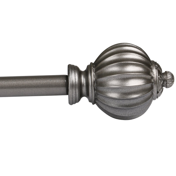 Utopia Alley D42P Curtain Rod with Decorative Round Finials, 28-48", Pewter