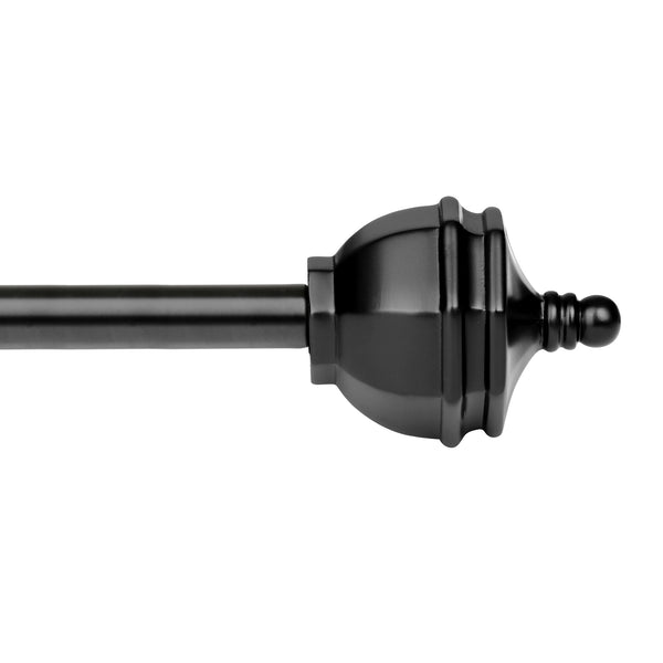 Utopia Alley D64Z Curtain Rod with Decorative Urn Finial, 48-86", Black