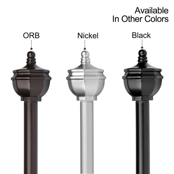 Utopia Alley D64Z Curtain Rod with Decorative Urn Finial, 48-86", Black