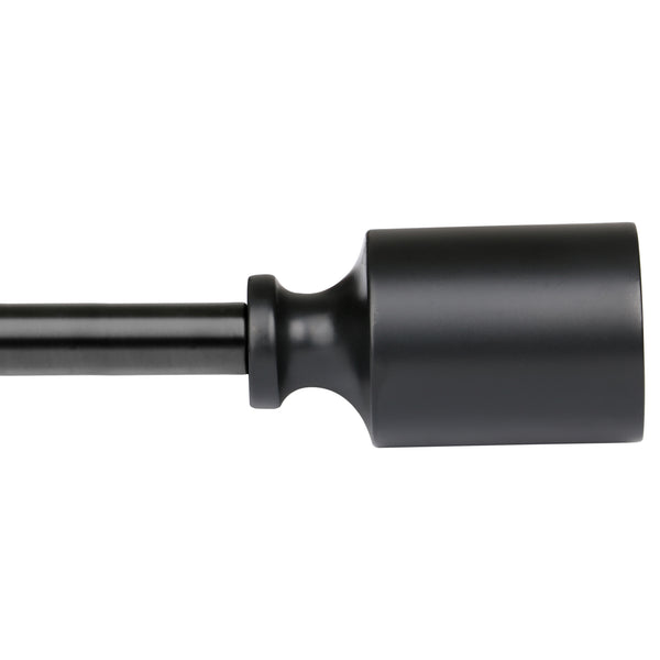 Utopia Alley D74Z Curtain Rod with Decorative Cap Finial, 48-86", Black