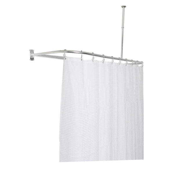 Utopia Alley DR1XX Rustproof Aluminum D-shape Shower Rod With Ceiling Support for Freestanding Tubs, 60 Inch Large Size by 25 Inch