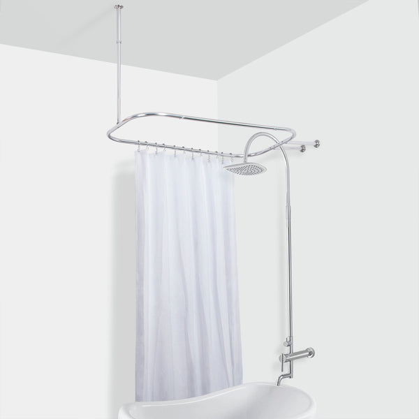 Utopia Alley HP2XX Rustproof Aluminum Hoop Shower Rod With Ceiling Support for Clawfoot Tub, 54 Inch Extra Large Size by 26 Inch