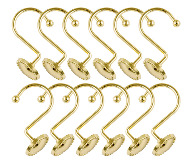 Utopia Alley HK13XX Shower Hooks - Shower Curtain Rings for Bathroom - Rust Proof Shower Curtain Hooks for Shower Curtain or Liner - Set of 12, Chrome/Oil Rubbed Bronze/Brushed Nickel/Black/Gold