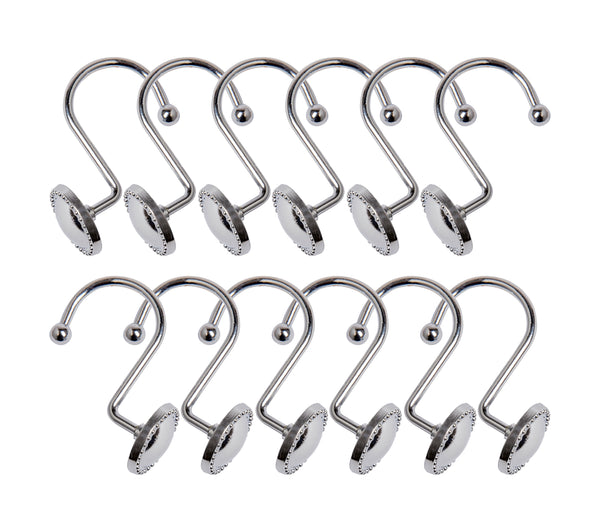 Utopia Alley HK13XX Shower Hooks - Shower Curtain Rings for Bathroom - Rust Proof Shower Curtain Hooks for Shower Curtain or Liner - Set of 12, Chrome/Oil Rubbed Bronze/Brushed Nickel/Black/Gold