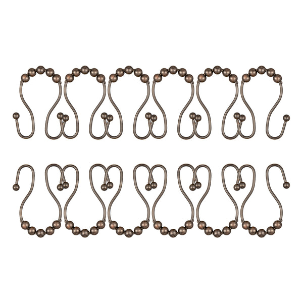 Utopia Alley HK16XX Shower Hooks - Double Shower Curtain Rings for Bathroom - Rust Proof Shower Curtain Hooks for Shower Curtain or Liner  - Set of 12, Chrome/Oil Rubbed Bronze/Brushed Nickel/Matt Black/Gold