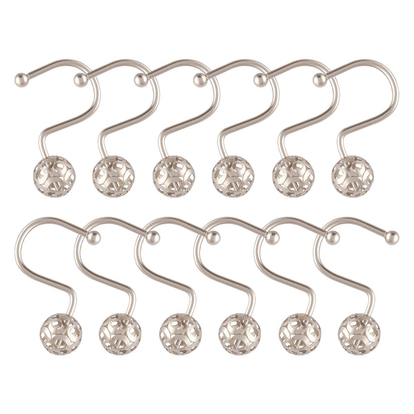 Utopia Alley HK17XX Shower Hooks - Shower Curtain Rings for Bathroom - Rust Resistant Shower Curtain Hooks for Shower Curtain or Liner - Set of 12, Chrome/Oil Rubbed Bronze/Brushed Nickel/Matt Black/Gold