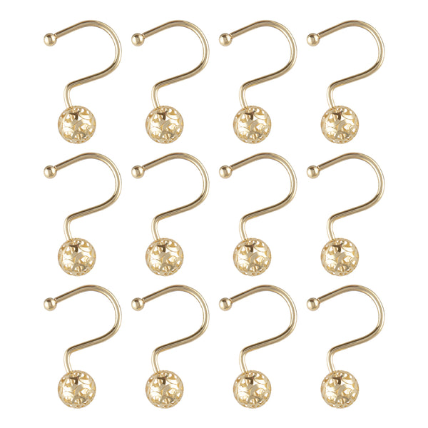 Utopia Alley HK17XX Shower Hooks - Shower Curtain Rings for Bathroom - Rust Resistant Shower Curtain Hooks for Shower Curtain or Liner - Set of 12, Chrome/Oil Rubbed Bronze/Brushed Nickel/Matt Black/Gold