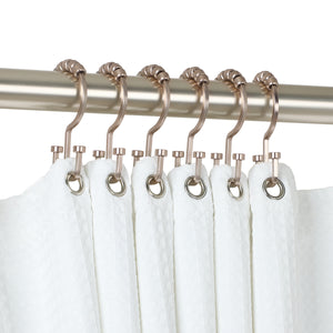 Utopia Alley HK1BN Deco Flat Double Roller Shower Curtain Hooks, Brushed Nickel