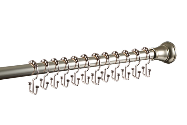 Utopia Alley HK1BN Deco Flat Double Roller Shower Curtain Hooks, Brushed Nickel
